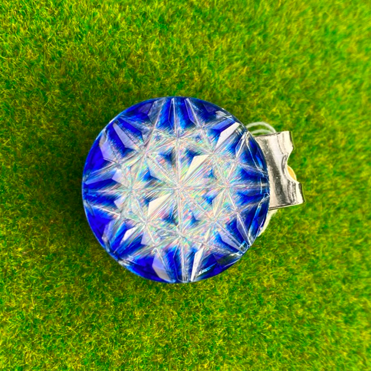 薩摩切子　ゴルフマーカー　25 特殊・単色・ルリ