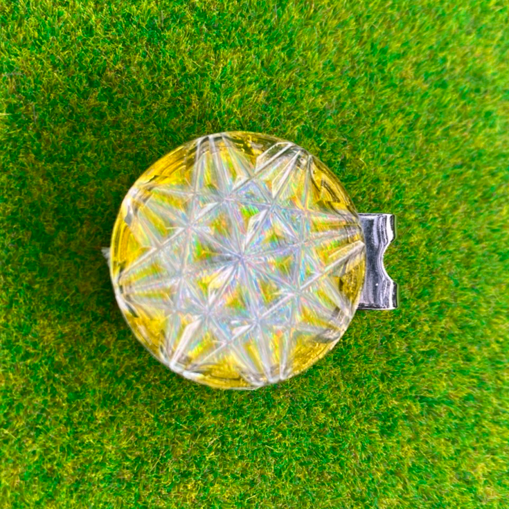 薩摩切子　ゴルフマーカー　25 特殊・単色・黄