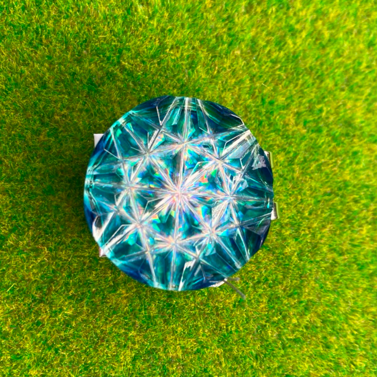 薩摩切子　ゴルフマーカー　25 特殊・二色被せ・ルリ緑