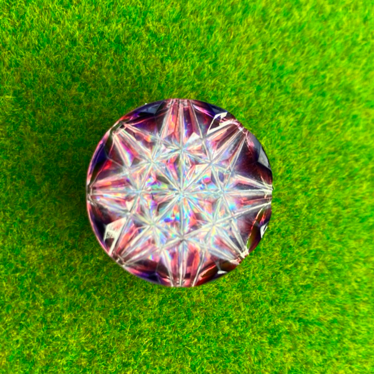 薩摩切子　ゴルフマーカー　25 特殊・二色被せ・ルリ金