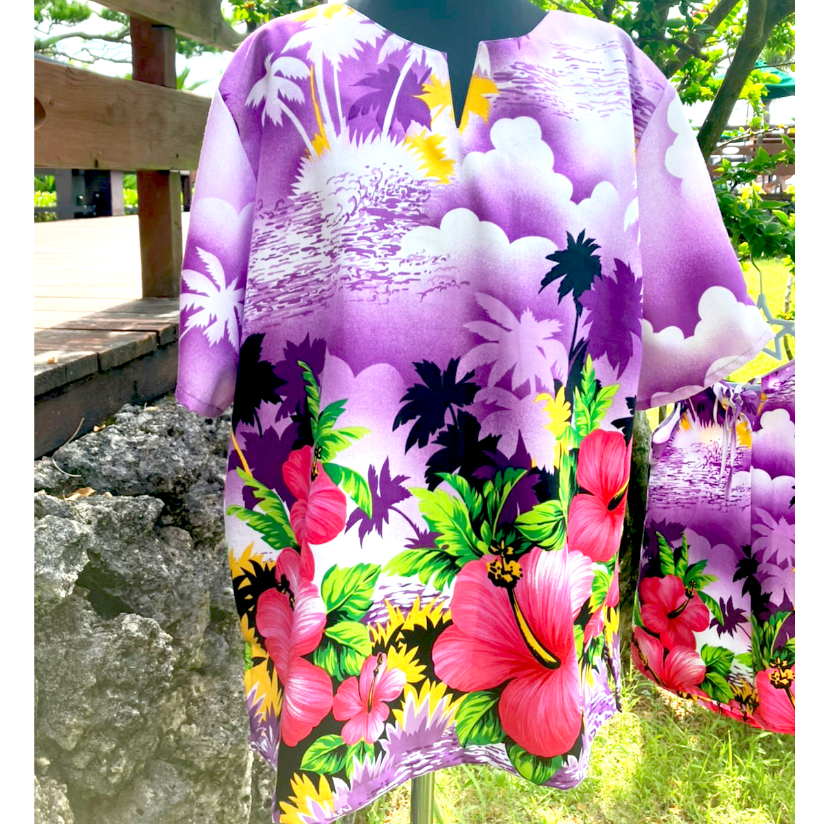 アロハシャツ（女性）紫 フリーサイズ