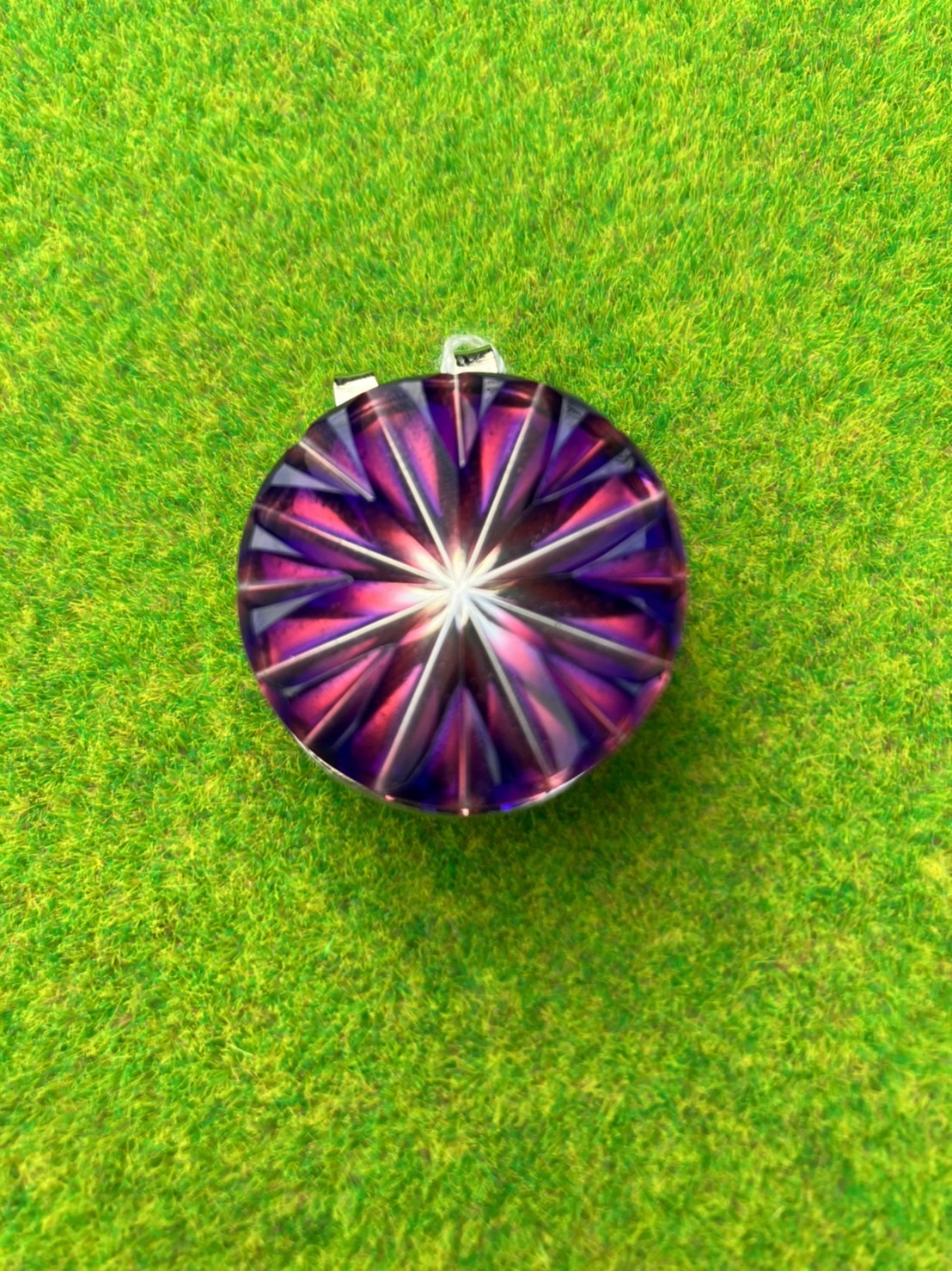 薩摩切子　ゴルフマーカー（25㎜）二色被せ／るり金