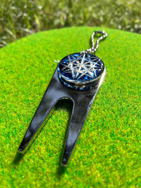 薩摩切子　グリーンフォーク　単色／藍