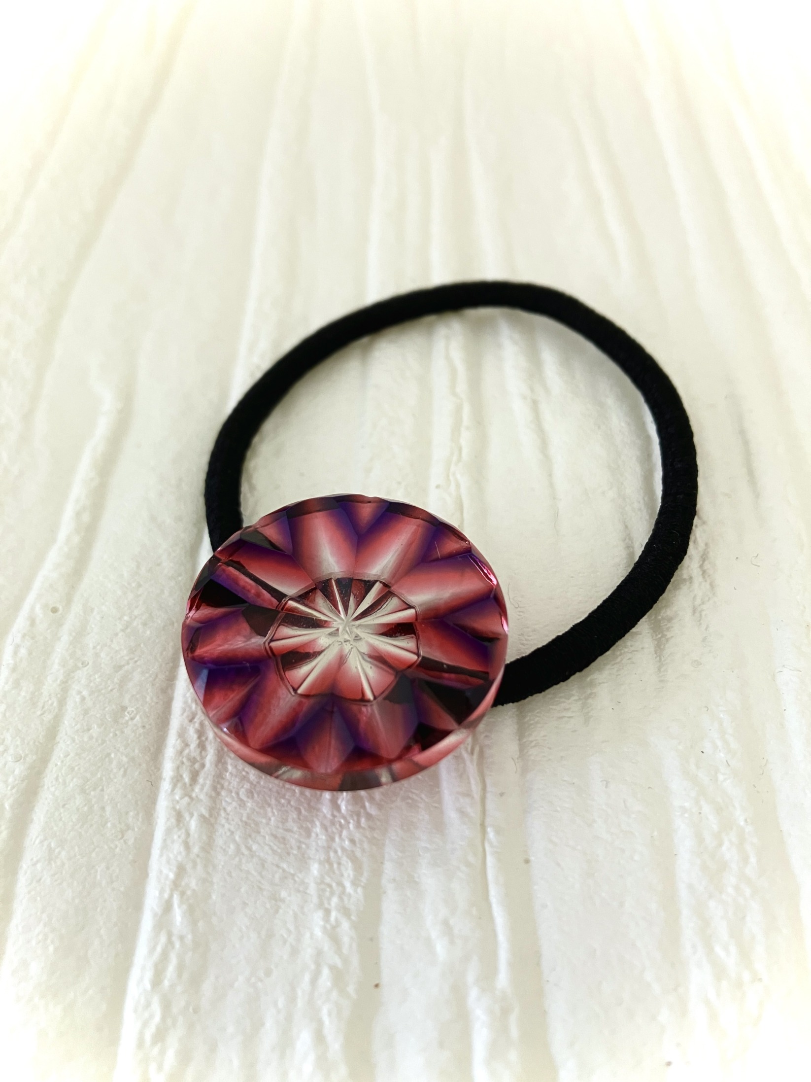 薩摩切子　ヘアゴム　丸／るり金（二色被せ）