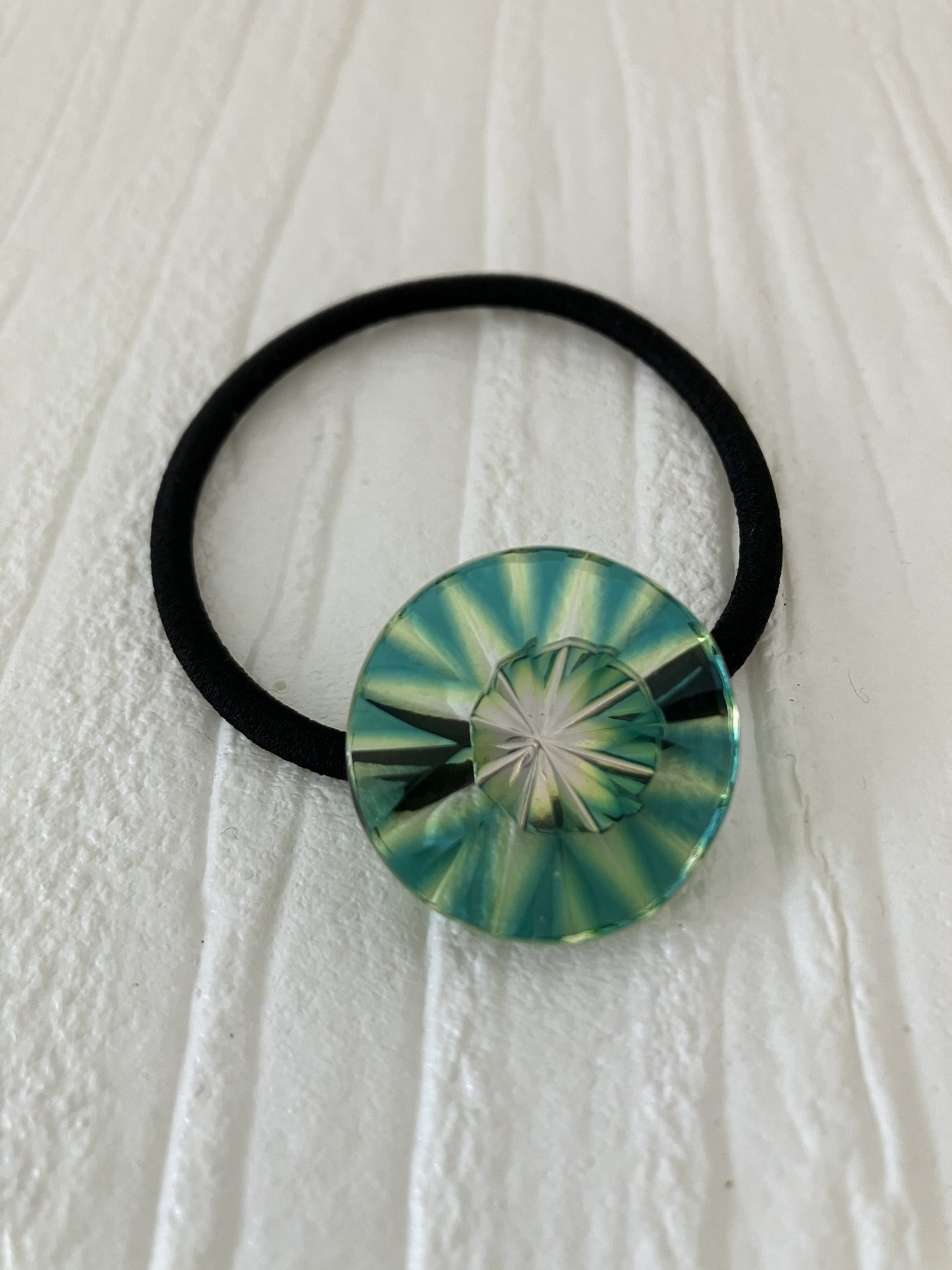 薩摩切子　ヘアゴム　丸／蒼黄緑（二色被せ）